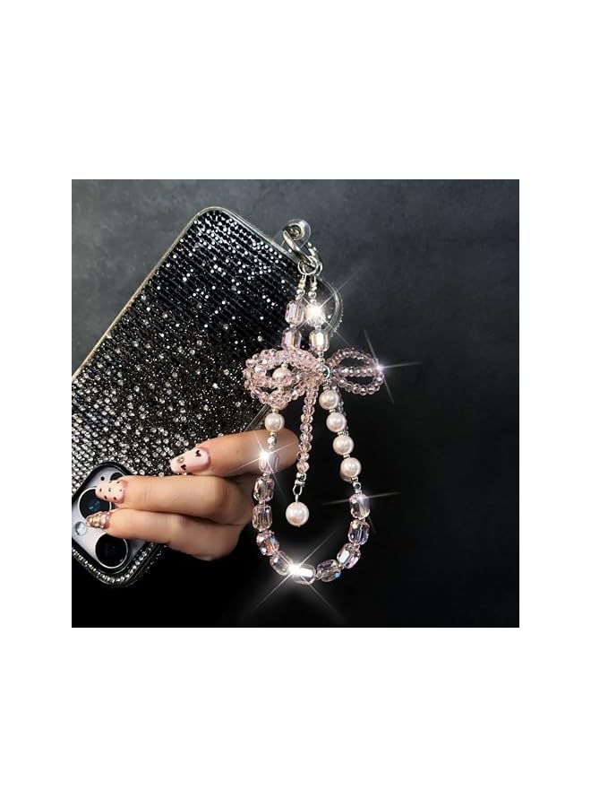 Green Tiger Phone Lanyards Wrist Straps, Mobile Phone Chain Key Chain Phone Hand Strap with Tether Tab, Universal Cell Phone Multifuctional Patch Lanyards, Bowknot Pink - Image 3