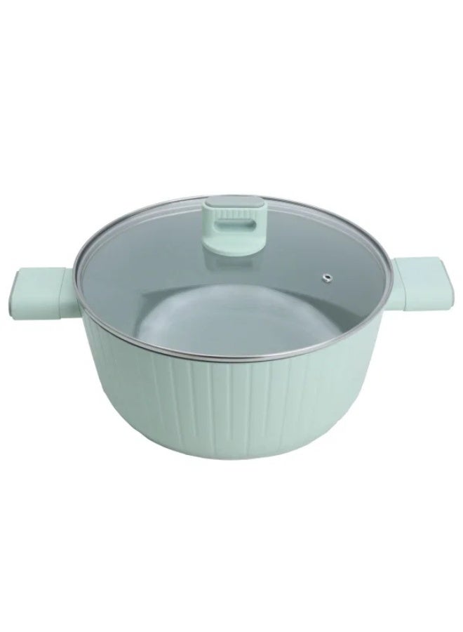 Aluminum Cookware Set with Glass Lid, 7 Pieces, 20 / 24 / 28 / (28) cm - Light Green - Image 2