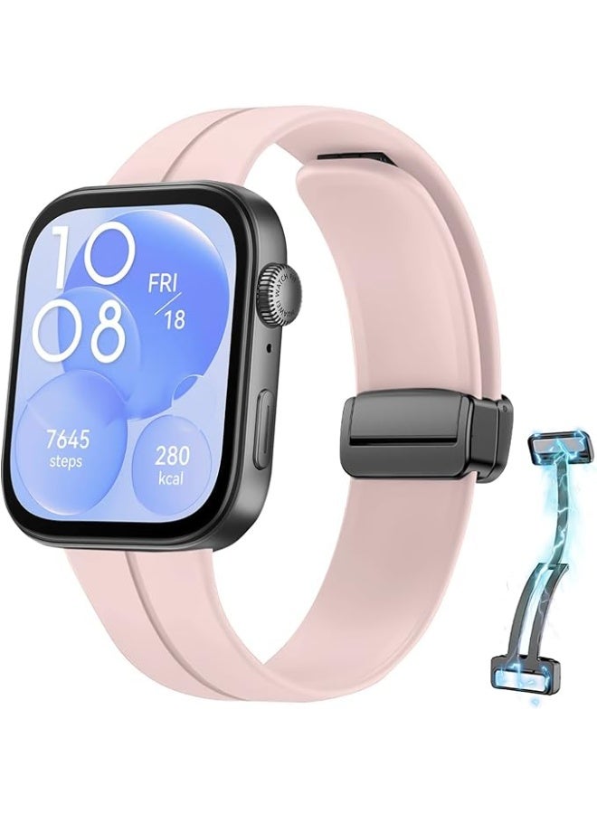 Silicone Strap Compatible with Huawei Watch Fit 3/Fit 4/Fit 4 Pro Magnetic Metal Buckle Sport Silicone Breathable Strap for Men Women Band Quick Release Soft Replacment Wristband - Image 4