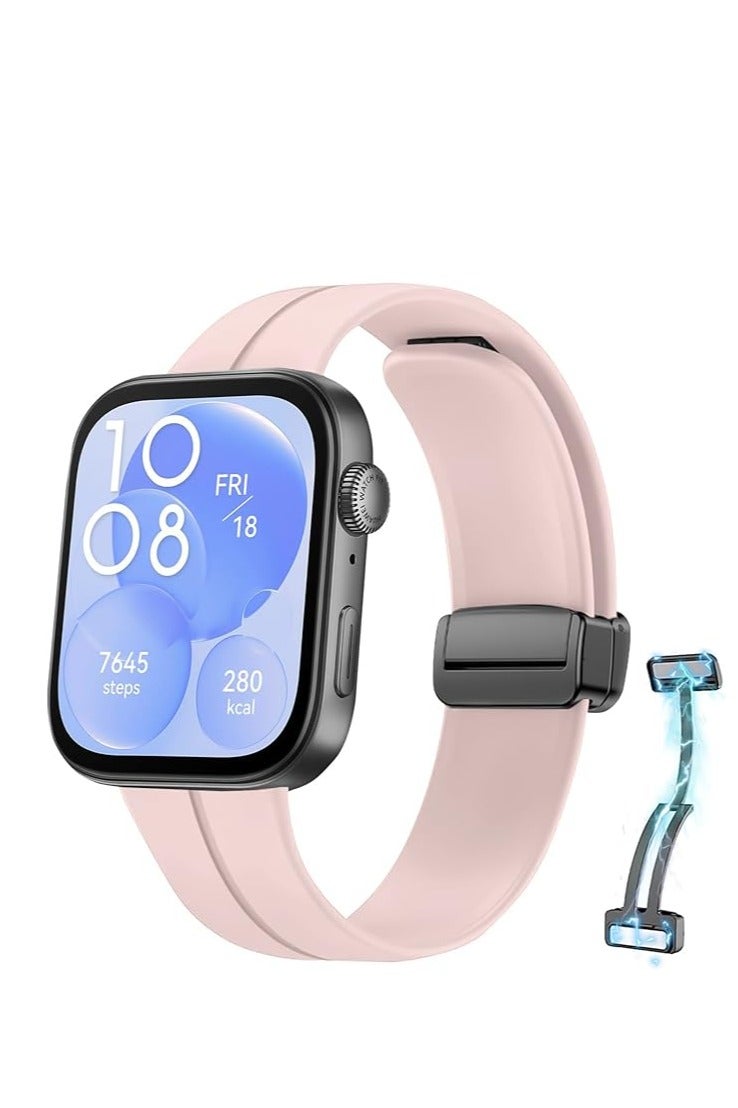 Silicone Strap Compatible with Huawei Watch Fit 3/Fit 4/Fit 4 Pro Magnetic Metal Buckle Sport Silicone Breathable Strap for Men Women Band Quick Release Soft Replacment Wristband - Image 1