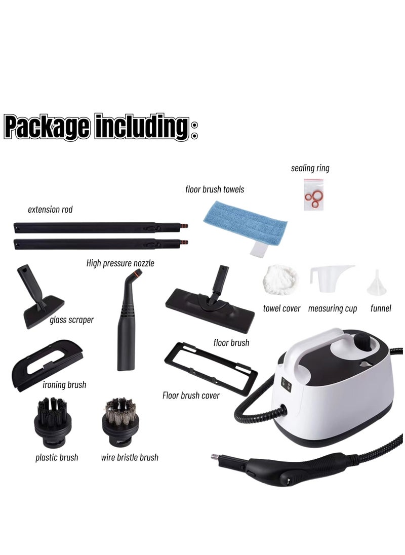 Steam Cleaner with Accessories, Portable Multipurpose Steam Cleaner for Car 5 Mins Heating with Large Tank, Heavy Duty Steam Cleaner Carpet and Upholstery, Floors, Tiles, Car