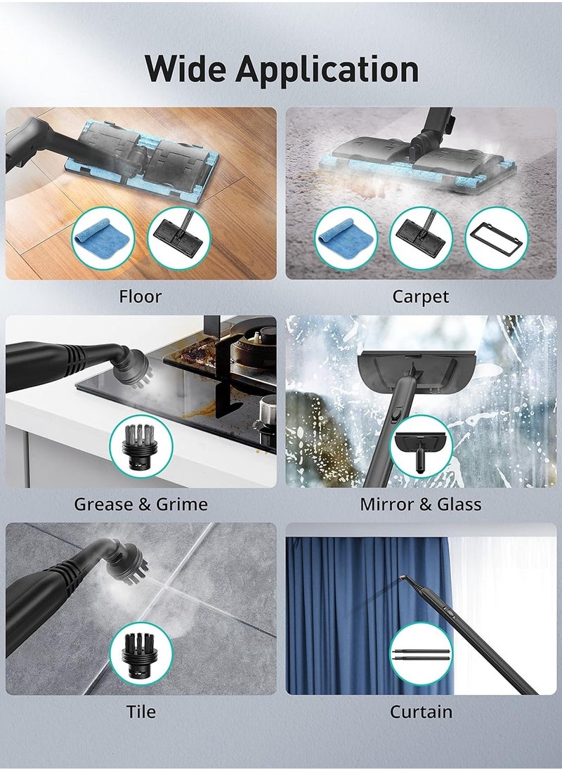 Steam Cleaner with Accessories, Portable Multipurpose Steam Cleaner for Car 5 Mins Heating with Large Tank, Heavy Duty Steam Cleaner Carpet and Upholstery, Floors, Tiles, Car