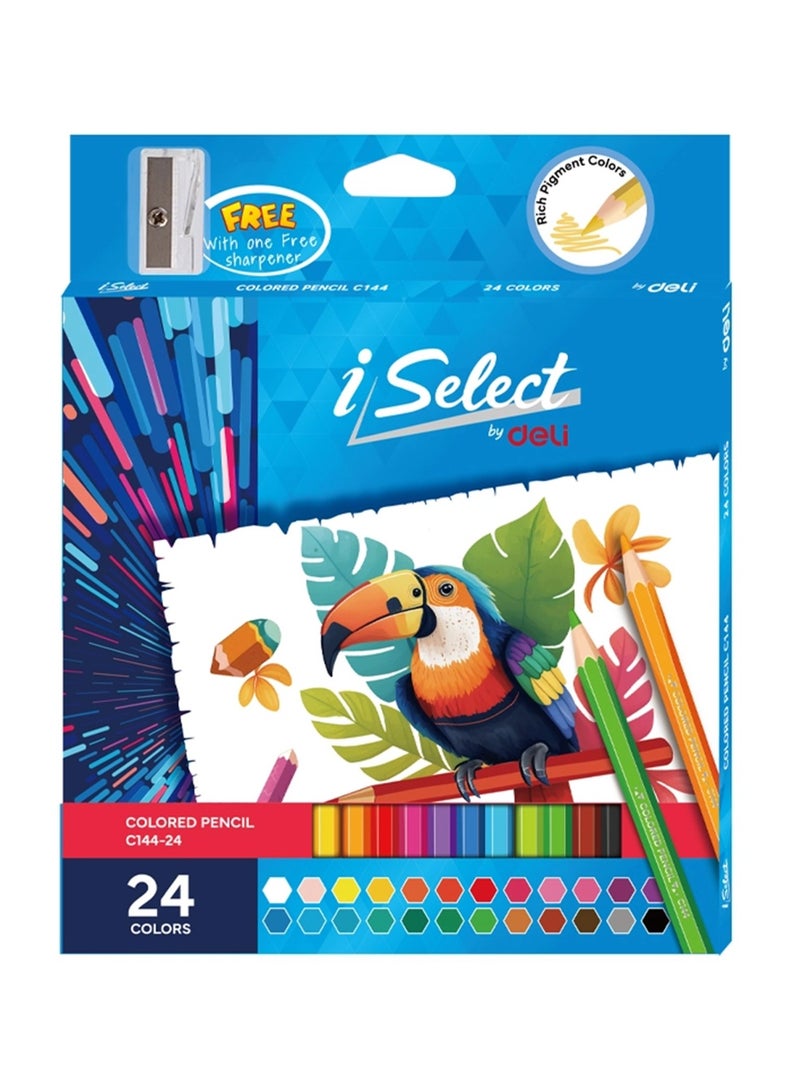 Deli 24-Piece Colour Pencils With One Sharpener Multicolour - Image 1