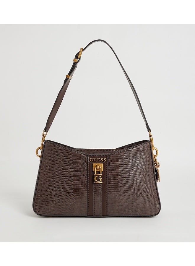 GUESS Ginevra python-print shoulder bag (Coffee) - Image 1