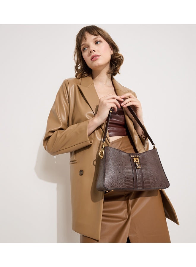 GUESS Ginevra python-print shoulder bag (Coffee) - Image 5