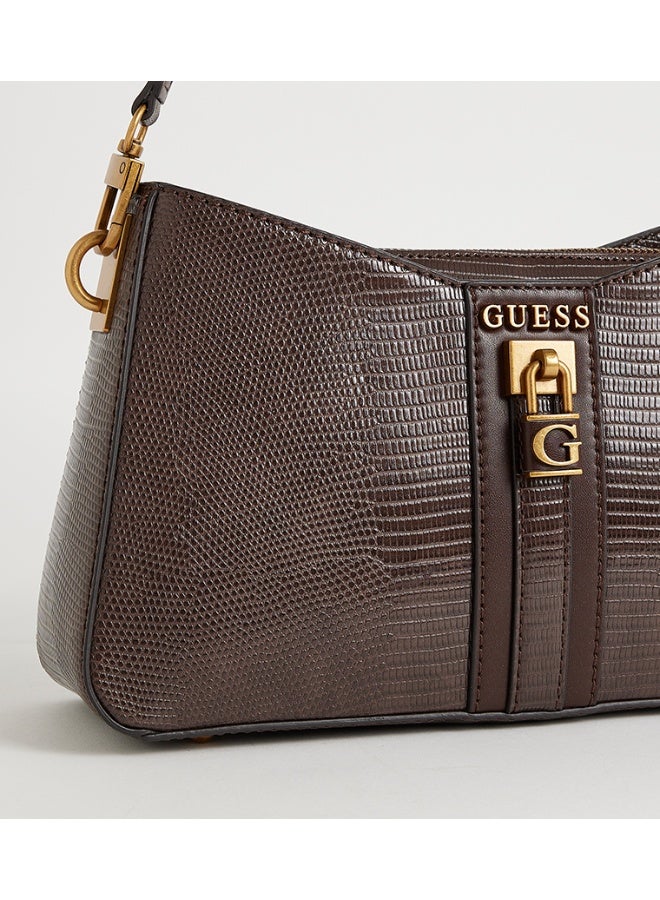 GUESS Ginevra python-print shoulder bag (Coffee) - Image 3