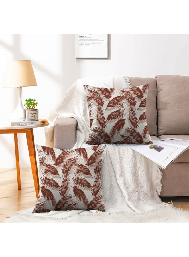  انتكس بيت الستائر وسادة بيلا من الكتان المخملي من إنتكس هوم - نقشة أوراق الشجر - قماش أنيق ومتين لغرف المعيشة - قطعتان - Image 1
