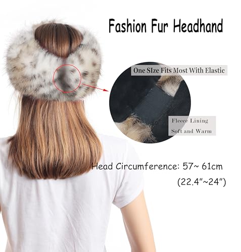 LA CARRIE Faux Fur Headband with Stretch Women's Winter Earwarmer Earmuff(khaki Leopard Printed) - Image 2