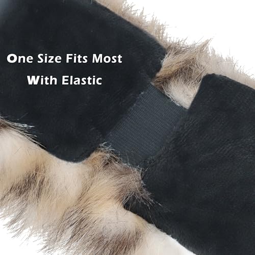 LA CARRIE Faux Fur Headband with Stretch Women's Winter Earwarmer Earmuff(khaki Leopard Printed) - Image 3