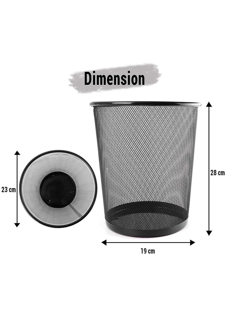 APURK APURK Metal Mesh Medium Size Dustbin for Office useSmall RoomsSchool BedroomKids Room Home Multi Purpose BlackMetal Mesh Set of 2  - Image 5