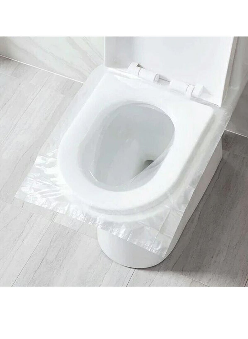 DubaiGallery 50 Pieces Disposable Plastic Toilet Seat Cover Waterproof and Non Slip Individually Wrapped for Travel Perfect for Potty Training Ideal for Adults (Transparent, 50 Pieces) - Image 3