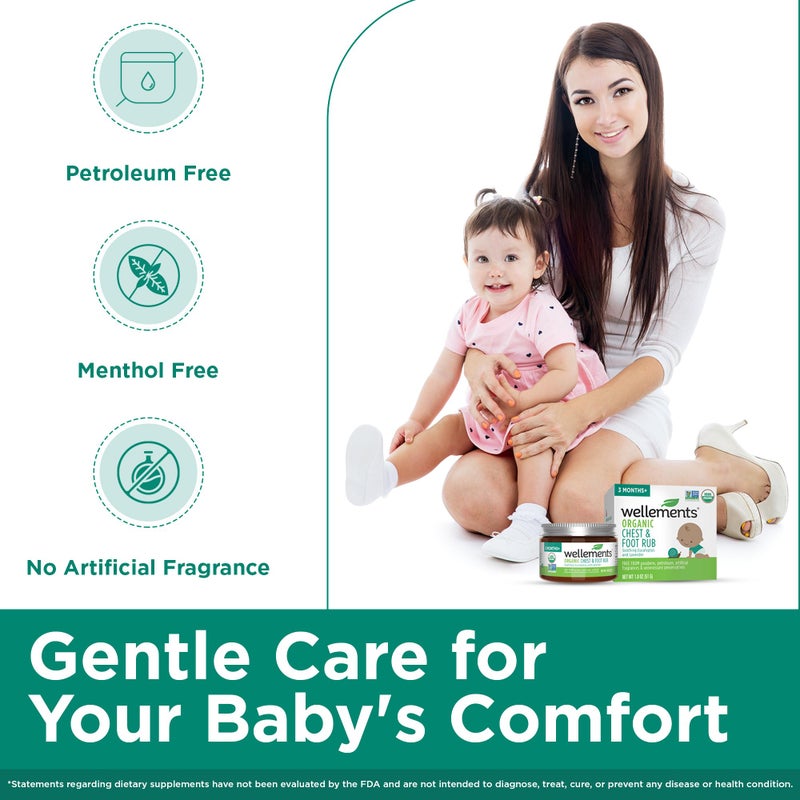 Wellements Organic Baby Chest & Foot Rub for 3 Months+ (1.8 Fl Oz) | Soothes & Comforts | Baby congestion relief* with Eucalyptus and Lavender | Free From Petroleum, Menthol and Artificial Fragrance - Image 2