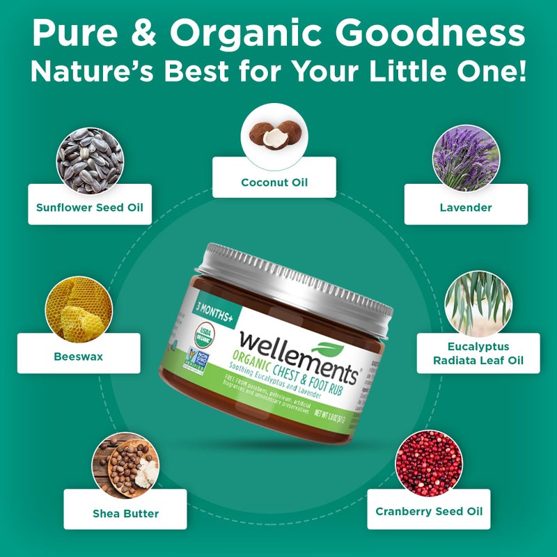 Wellements Organic Baby Chest & Foot Rub for 3 Months+ (1.8 Fl Oz) | Soothes & Comforts | Baby congestion relief* with Eucalyptus and Lavender | Free From Petroleum, Menthol and Artificial Fragrance - Image 5