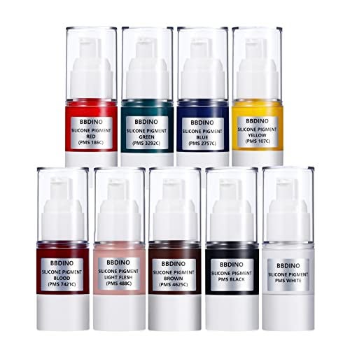 BBDINO Silicone Pigments, Liquid Silicone Pigments Set of 9 Colors, Real High Concentrated Liquid Silicone Dye for Silicone Mold Making, Each Color 0.5 Oz/ 15 ml - Image 1