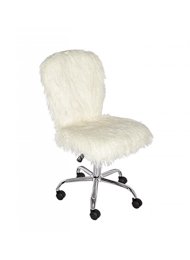 Linon Linon Cora Faux Flokati Armless Office Chair, White  - Image 1