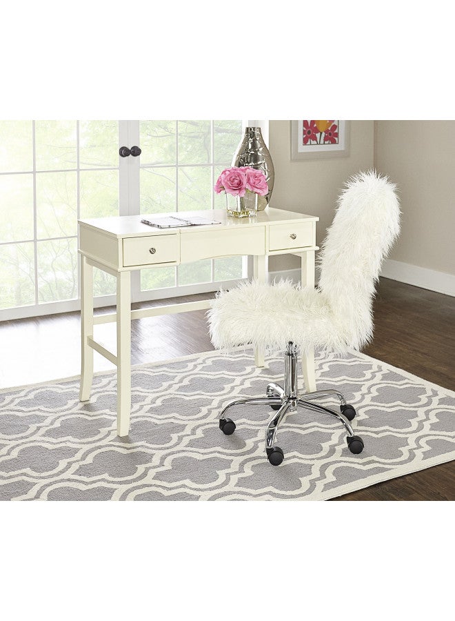 Linon Linon Cora Faux Flokati Armless Office Chair, White  - Image 2