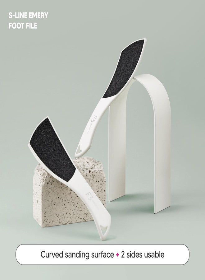 F3 Systems S-Line Emery Foot File, Colossal Double-Sided Pedicure Tool, Effective for Cracked Heel, Ergonomic Design for Easy Grip (White) - Image 2