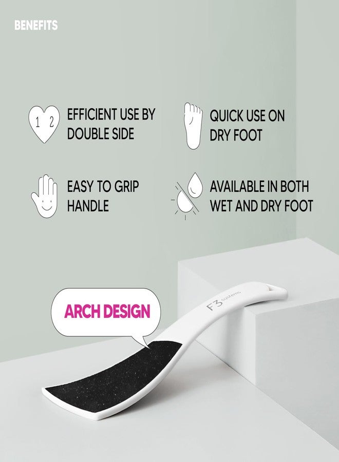 F3 Systems S-Line Emery Foot File, Colossal Double-Sided Pedicure Tool, Effective for Cracked Heel, Ergonomic Design for Easy Grip (White) - Image 3