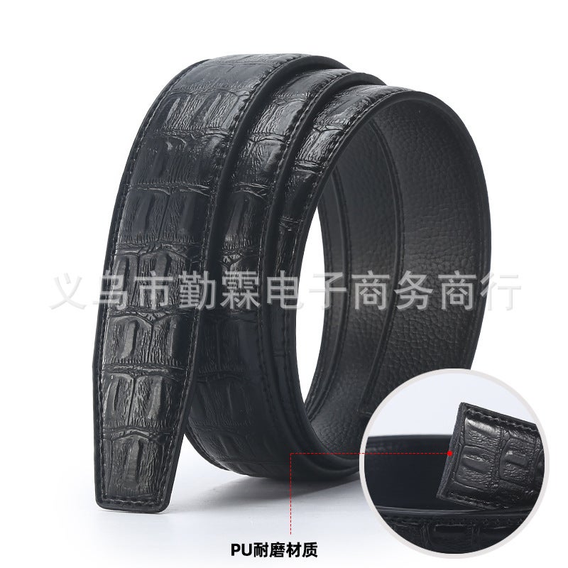 Men'S Belt With Automatic Buckle Headless Belt Body Imitation Leather Scratch-Resistant Automatic Buckle Belt 3.6Cm Wide Manufacturer Batch - Image 1