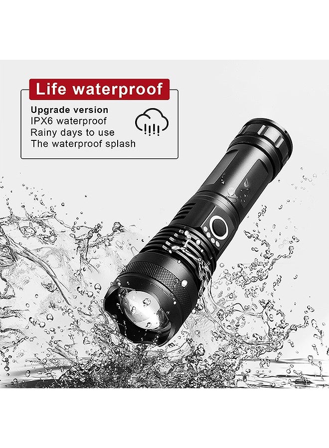 Photon LED Flashlights, Rechargeable Led Flashlights High Lumens, 10000 Lumen Super Bright Tactical Flashlight with 5 Modes Zoomable Waterproof Flash Lights for Emergency Camping Hiking Outdoor Home (Black) - Image 5