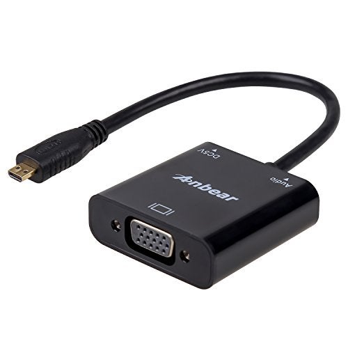 Anbear Micro HDMI to VGA(Male to Female) Video Converter Adapter Gold Plated 1080p with 3.5mm Audio - Image 1