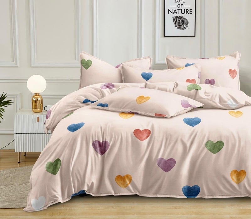 Subtlespreads Premium Duvet Cover/Comforter Cover/Quilt/Blanket/Razai Cover Dohar with Zipper Closure (Peach Hearts, Single Duvet Cover 60x90) - Image 1