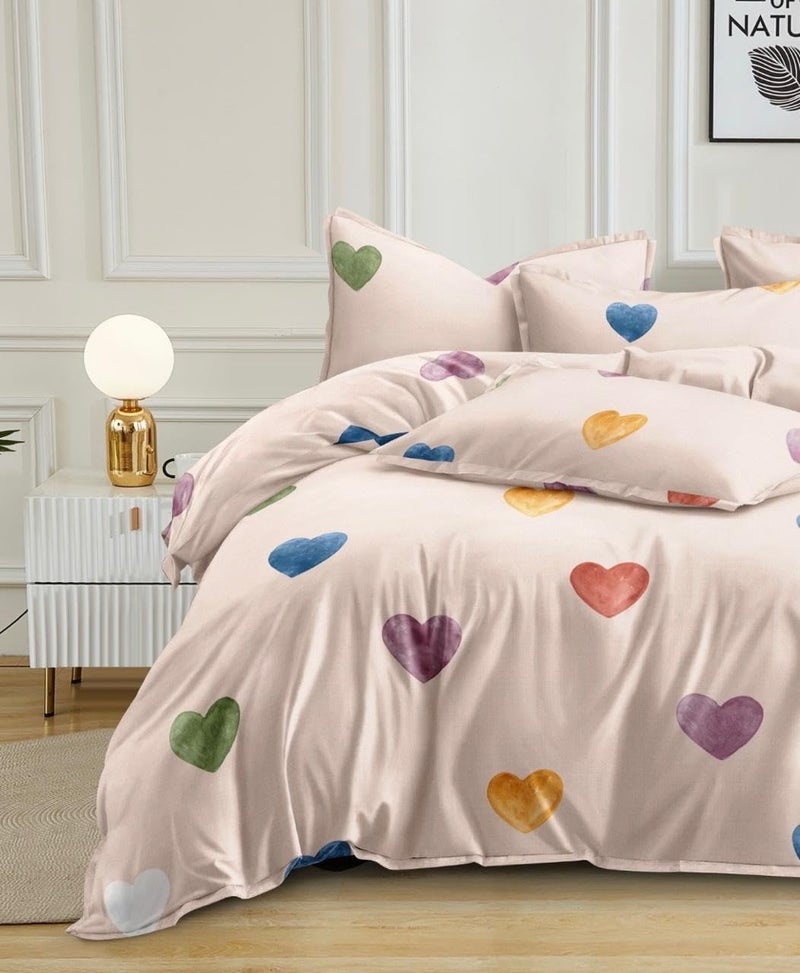 Subtlespreads Premium Duvet Cover/Comforter Cover/Quilt/Blanket/Razai Cover Dohar with Zipper Closure (Peach Hearts, Single Duvet Cover 60x90) - Image 2