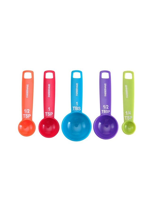 Farberware Set of 5 Measuring Spoons, Perfect for Measuring Both Wet and Dry Indgredients, Includes Detachable Ring for Optimal Storage and Organization, Dishwasher Safe, Assorted - Image 2