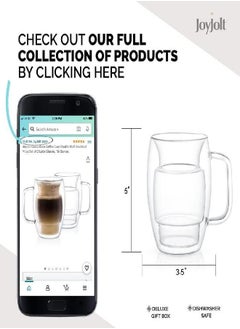 JoyJolt Cadus Glass Coffee Cups Double Wall Insulated Mugs Set of 2 Latte Glasses, 16-Ounces. - pzsku/Z37DB56BD8944F7CECC4FZ/45/_/1694167804/ca610f9e-4eb2-4afd-b7c3-ad2de00c6ab1