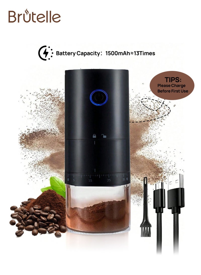 Electric Coffee Grinder Portable Grinder External Thickness Adjustment Large Capacity One Touch Operation for Coffee Spices Dry Herbs for V60 Filter Cup Mocha Espresso French Press Turkish Coffee