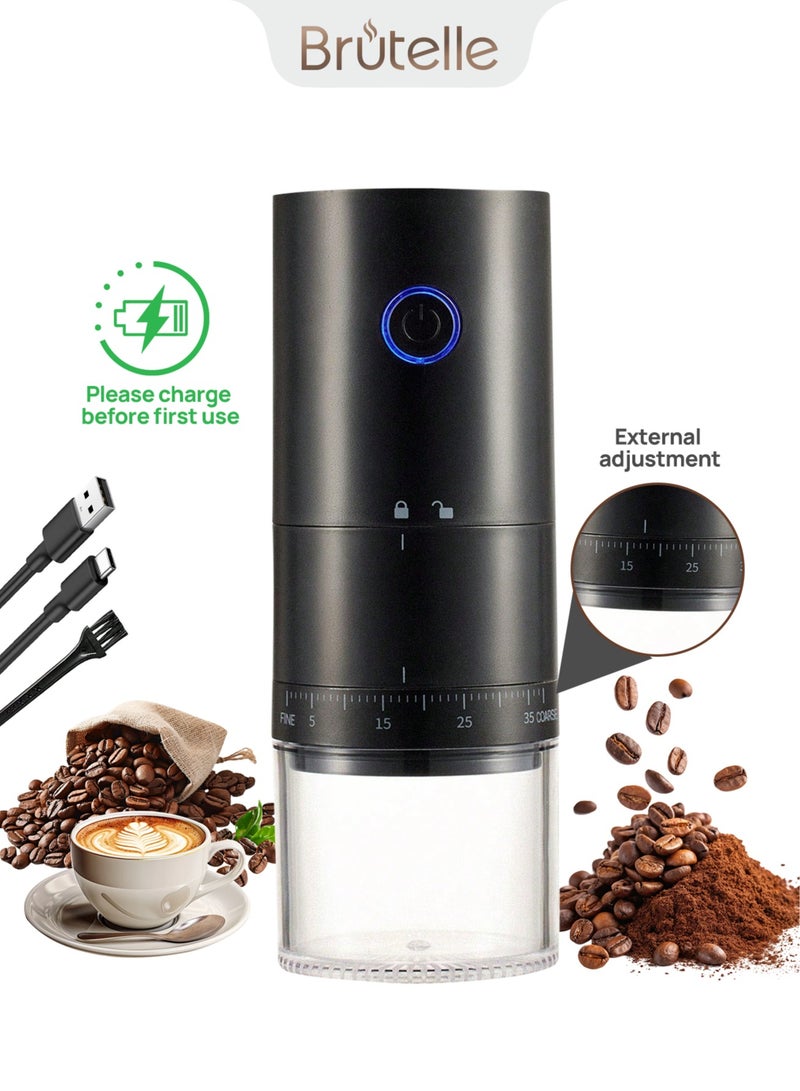 Brutelle Electric Coffee Grinder Portable Grinder External Thickness Adjustment Large Capacity One Touch Operation for Coffee Spices Dry Herbs for V60 Filter Cup Mocha Espresso French Press Turkish Coffee - Image 1
