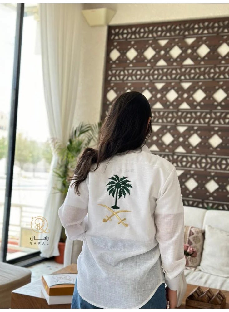 أرام قميص   بتطريز انيق سيفين ونخلة - Image 1