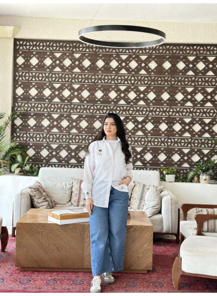 أرام قميص   بتطريز انيق سيفين ونخلة - Image 2