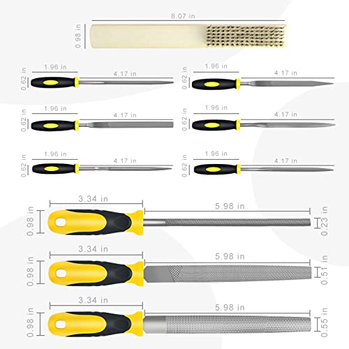 kapoua Steel File,Metal File,Half-Round/Round Files and 6 pcs Needle Files with Storage Bag and Steel Brush for Woodwork, Metal, Leather and Plastic - Image 3