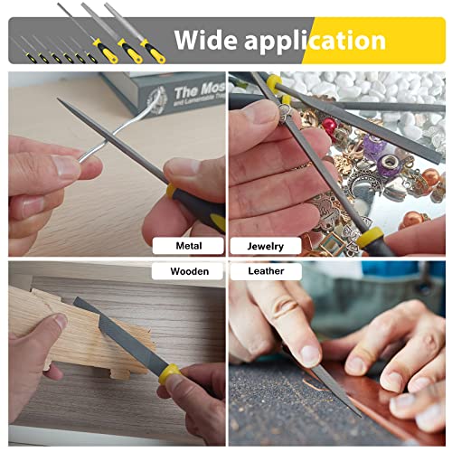 kapoua Steel File,Metal File,Half-Round/Round Files and 6 pcs Needle Files with Storage Bag and Steel Brush for Woodwork, Metal, Leather and Plastic - Image 5