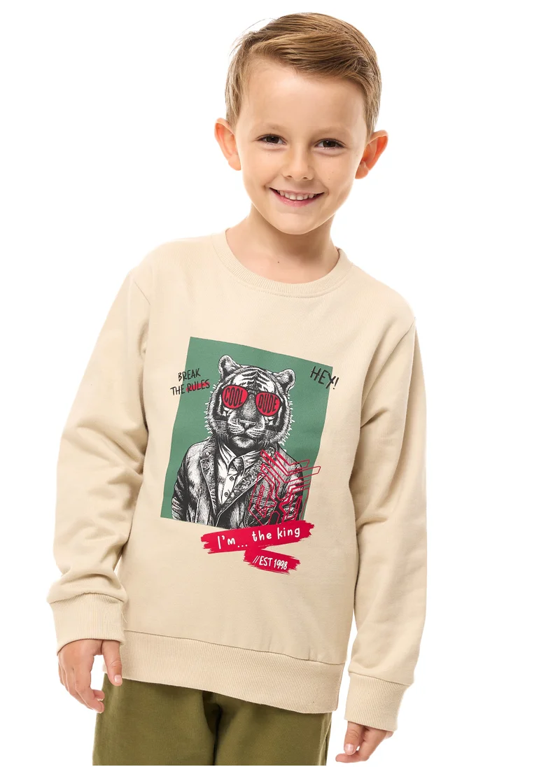 victor and jane Boys Sweat-Shirt Beige-Olive