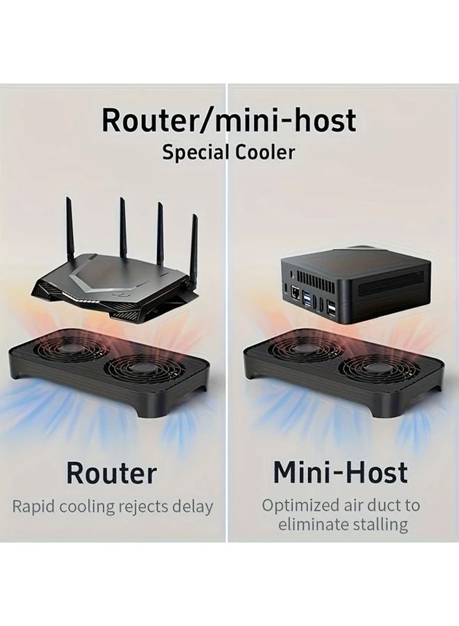 Z X4 حامل تبريد لخادم الكمبيوتر الصغير بمروحتين مزدوجتين يعمل بالطاقة عبر USB باللون الأسود - Image 1