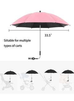 KASTWAVE Baby Stroller Parasol, 75 cm Sunshade with Clip Universal Stroller UV Protection Umbrella 50+ Adjustable 360 Degree Waterproof Umbrella for Strollers, Strollers, Wheelchairs, Beach Chair - Pink  - Image 4