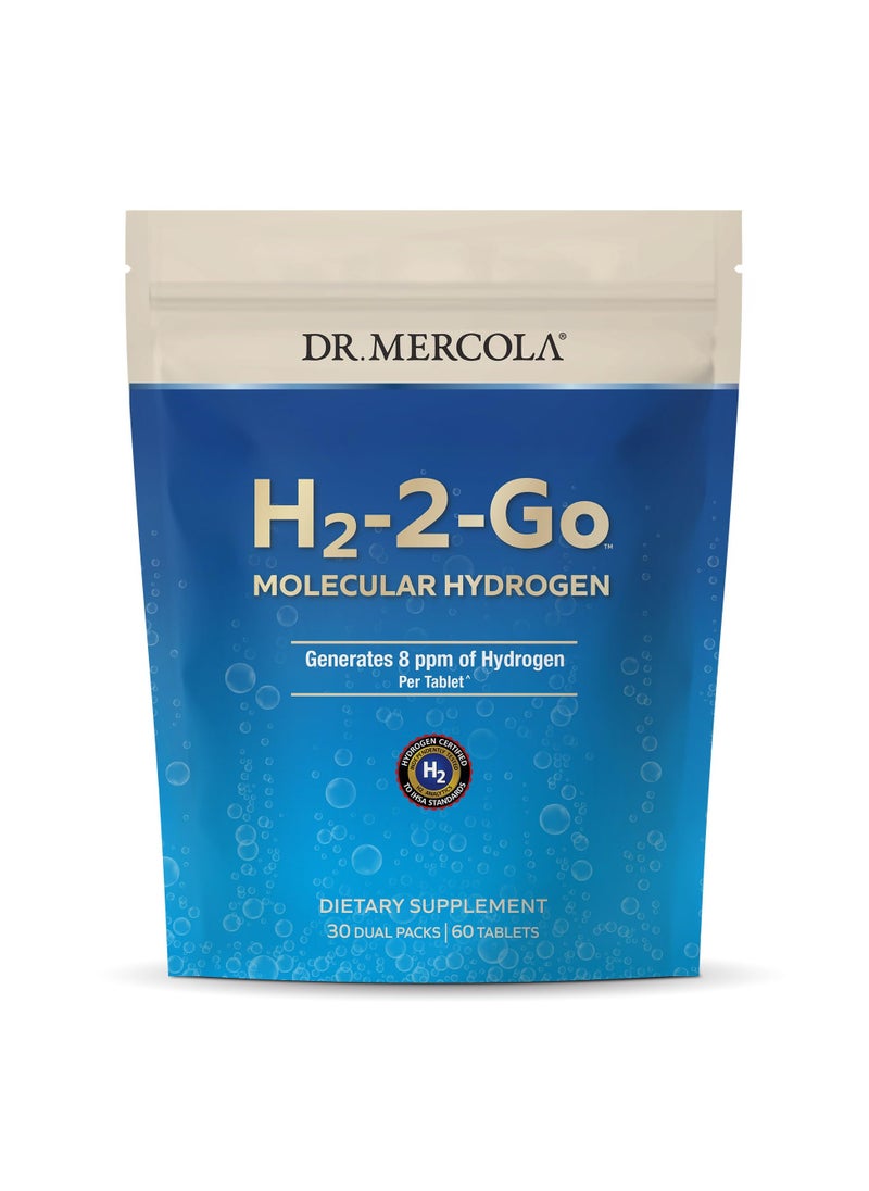 Dr. Mercola H2-2 Go Molecular Hydrogen Generates 8 Ppm of Hydrogen Per Tablet Dietary Supplement 30 Dual Packs 60 Tablets  - Image 1