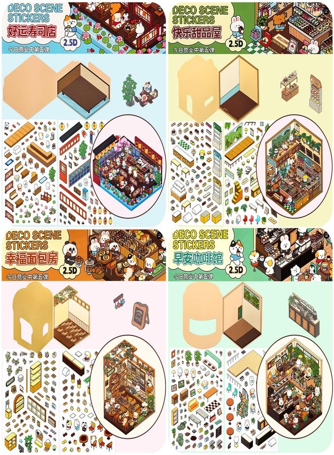 NatldGs 8 Sets Big Foldable DIY 3D House Sticker Scene - Fun 3D Stickers for Adults Kids Relief Stress Pass The Time - Image 3