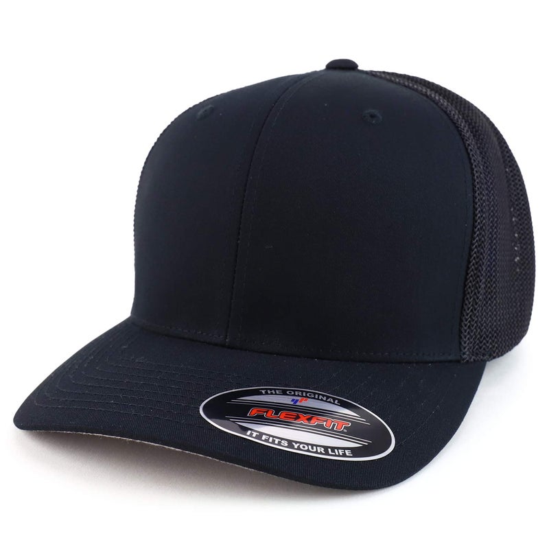 Armycrew Oversize Structured Flex Fitted Mesh Back Baseball Cap - Black - 2XL - Image 1