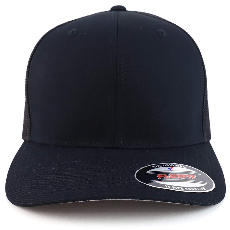Armycrew Oversize Structured Flex Fitted Mesh Back Baseball Cap - Black - 2XL - Image 2