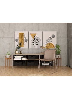 Home Gallery Set Of 3 Of Gold Botanical With Earth Boho Line Art Drawing With Abstract Shape  - Image 2