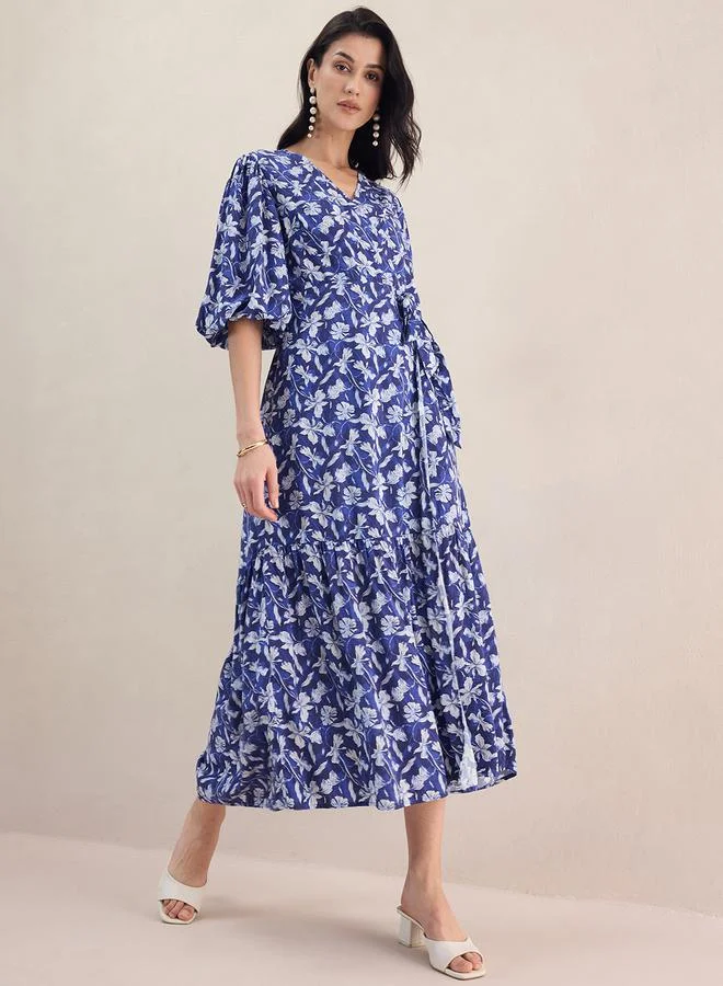 FEMELLA All Over Floral Print Wrap Maxi Dress by Styli