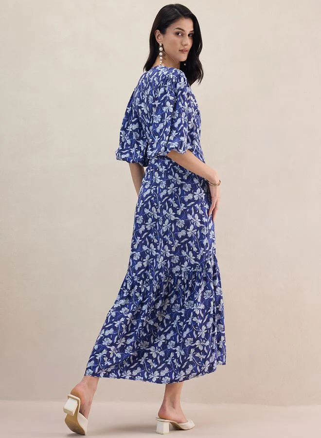 FEMELLA All Over Floral Print Wrap Maxi Dress by Styli
