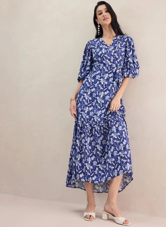 FEMELLA All Over Floral Print Wrap Maxi Dress by Styli