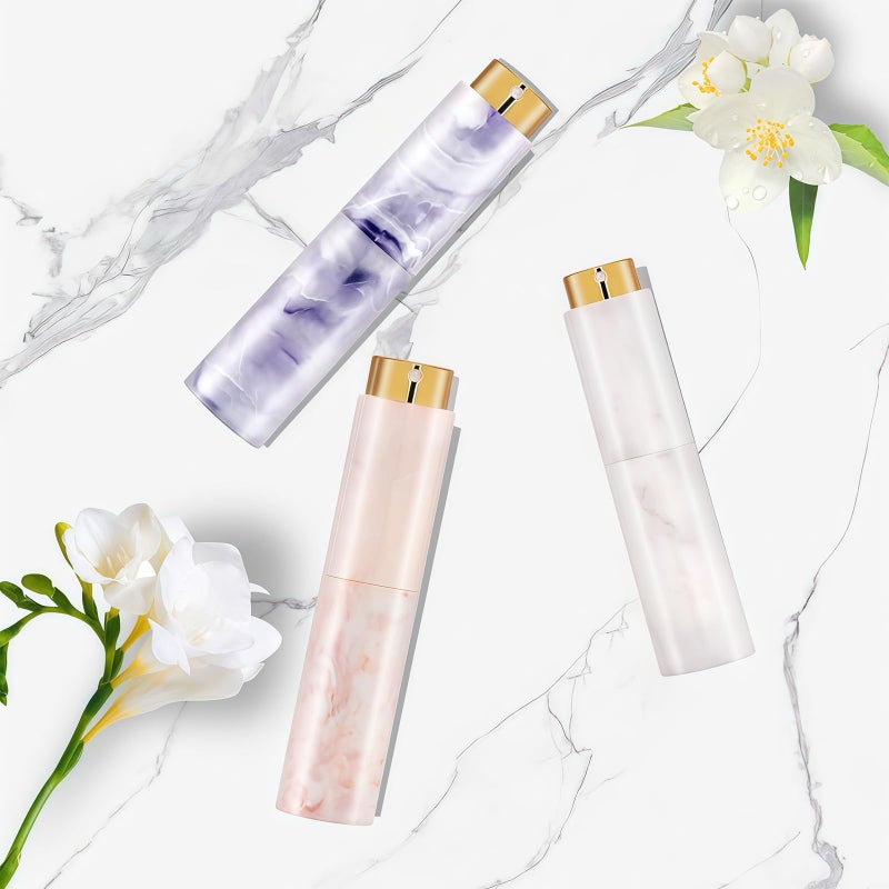 Vitog Refillable Travel Perfume Atomizer - Mini Spray Bottles with Marble Texture, Portable Cologne Dispenser for Women Men, Leak-Proof Empty Fragrance Decant Container for Travel and Daily Use 3PCS - Image 2