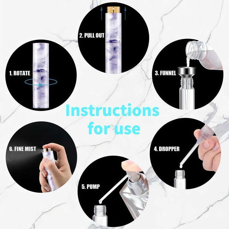 Vitog Refillable Travel Perfume Atomizer - Mini Spray Bottles with Marble Texture, Portable Cologne Dispenser for Women Men, Leak-Proof Empty Fragrance Decant Container for Travel and Daily Use 3PCS - Image 5