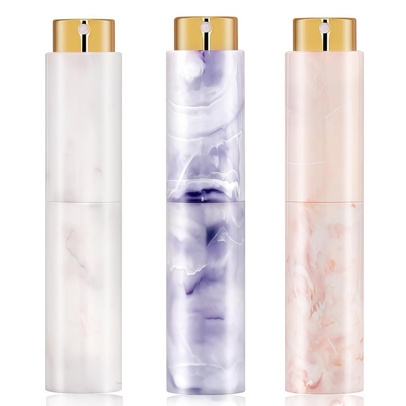 Vitog Refillable Travel Perfume Atomizer - Mini Spray Bottles with Marble Texture, Portable Cologne Dispenser for Women Men, Leak-Proof Empty Fragrance Decant Container for Travel and Daily Use 3PCS - Image 1