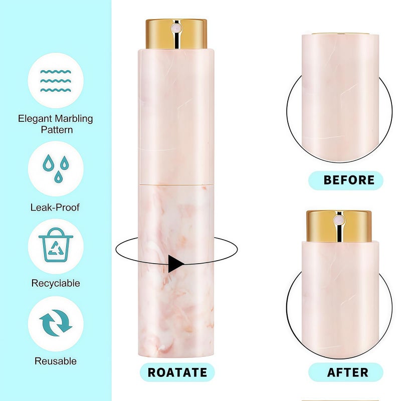 Vitog Refillable Travel Perfume Atomizer - Mini Spray Bottles with Marble Texture, Portable Cologne Dispenser for Women Men, Leak-Proof Empty Fragrance Decant Container for Travel and Daily Use 3PCS - Image 3